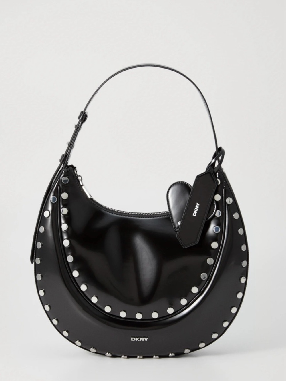 DKNY Black Studded Crescent Shoulder Bag